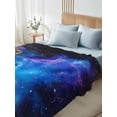 thumbnail image 4 of Blue Purple Sky Queen Size Flat Sheet, Wrinkleproof & Fadeproof Cooling Flat Bed Sheet Only, Abstract Modern Stars Space Breathable Soft Bedding Top Sheets 90 x 102 Inches, 4 of 8