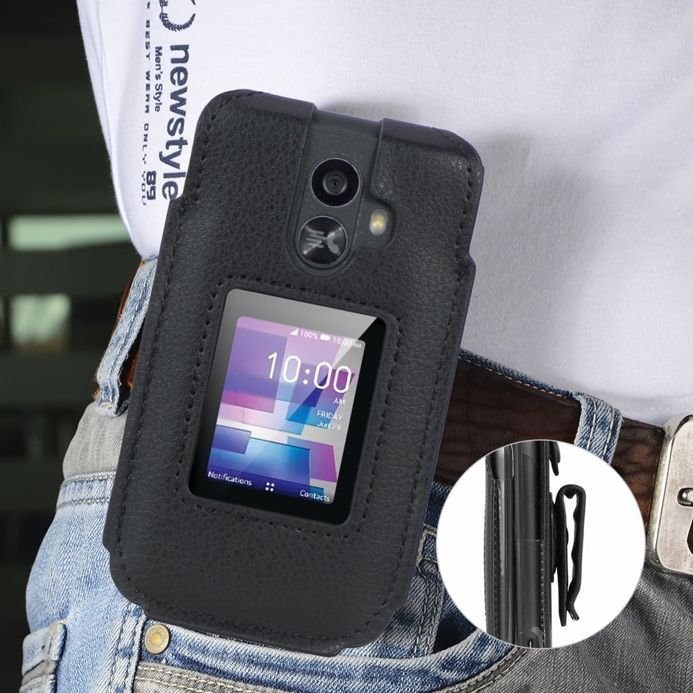 Case for TCL Flip 3 Phone, Nakedcellphone [Black Vegan