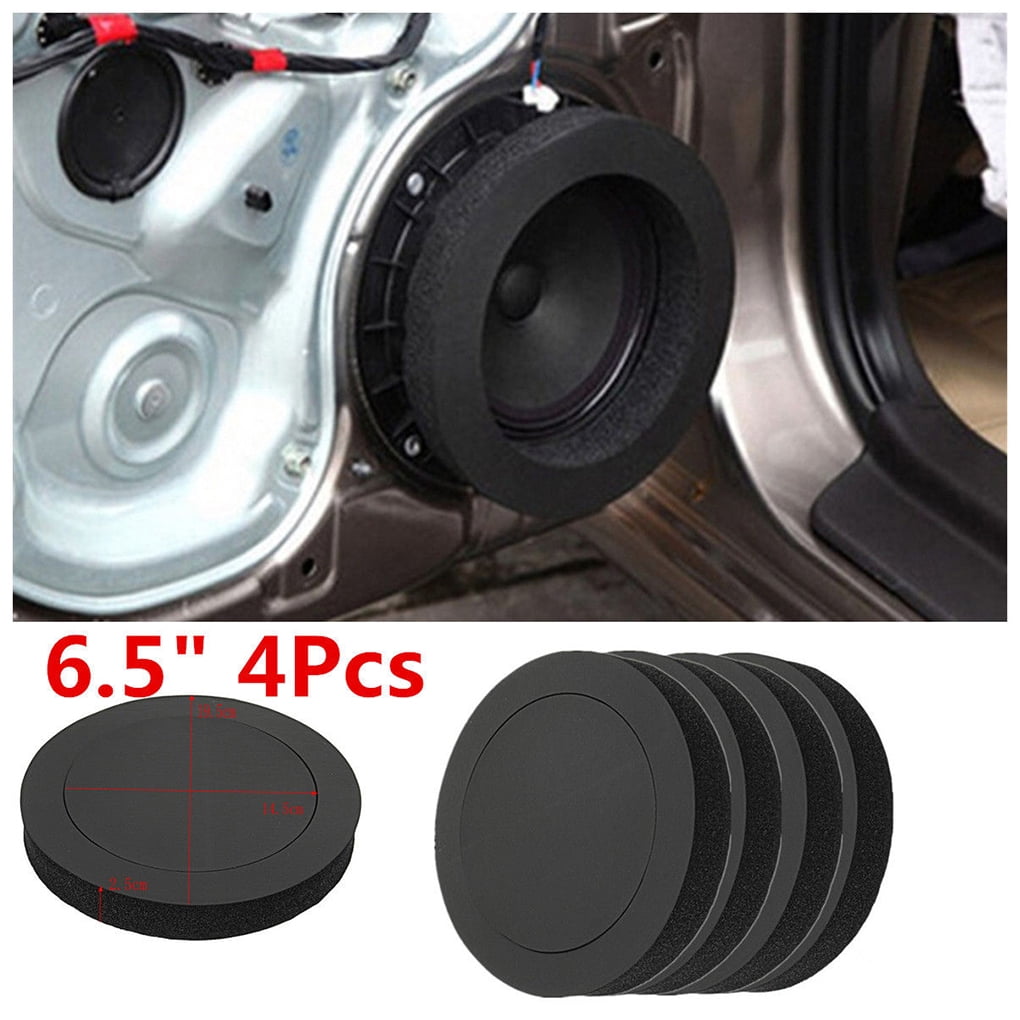 LEVEL GREAT 4pcs Black 6.5 Car Door Speaker Enhancer Ring Shock Vibration Absorbing Foam Pad Kit Automotive Accessories 