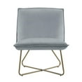 thumbnail image 3 of Linon Mavis Accent Chair Upholstered in Light Gray Velvet with Gold Metal Legs, 3 of 16