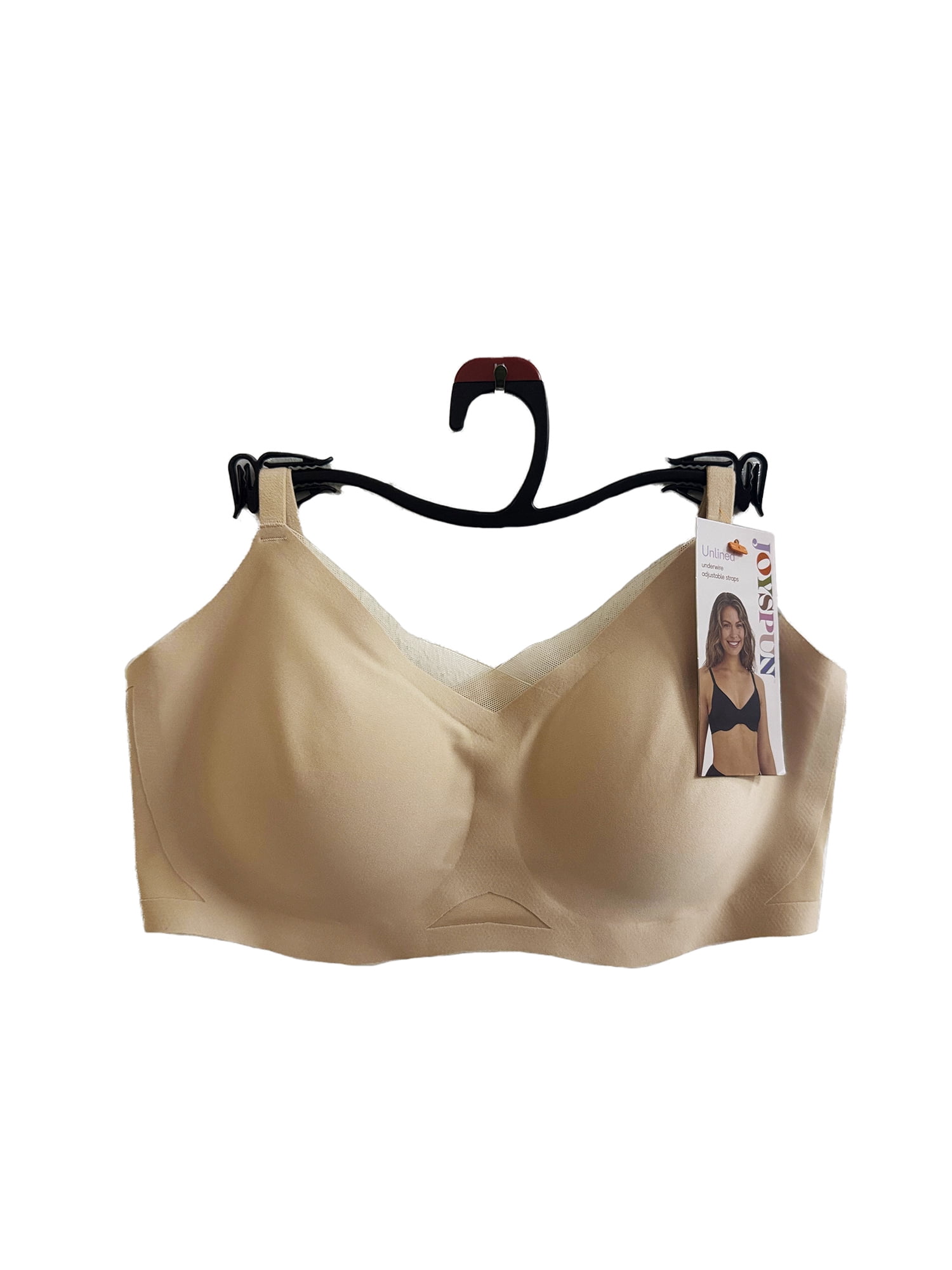 Joyspun Women’s Wireless Bonded Bra with Mesh Inserts, Sizes XS-XXXL