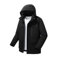 thumbnail image 2 of QATAINLAV Man Zip up Adjustable Hooded Jackets Casual Patchwork Waterproof Hiking Jacket Loose Fit Windbreaker Raincoat Black,XXL, 2 of 6