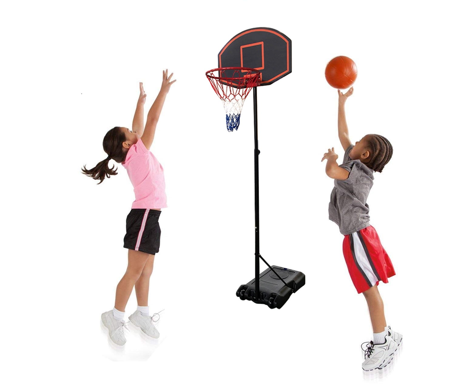 Details about   Kids Basketball Hoop Portable Youth Adjustable Pole Stand Backboard Net Wheels 