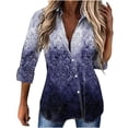thumbnail image 1 of Women Classique Été Gradient Print Long Sleeve en Vrac Chemise Blouses Tops, 1 of 7