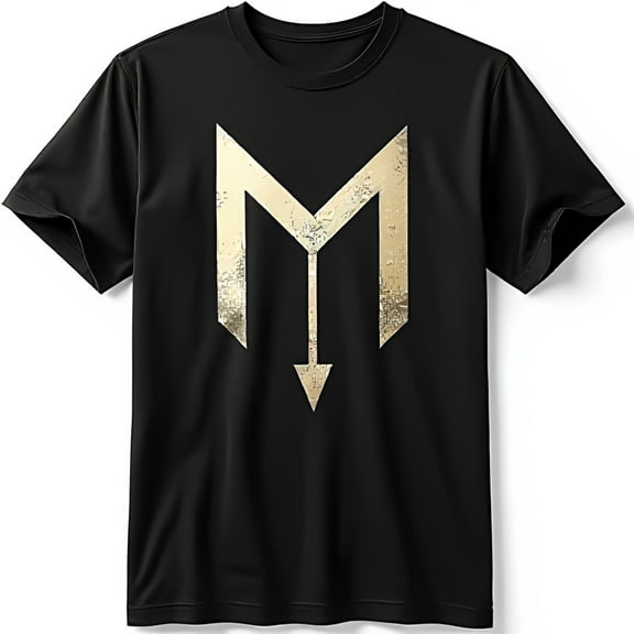 Stylish Men's Black T-Shirt with Gold M Graphic Design Soft & Comfortable