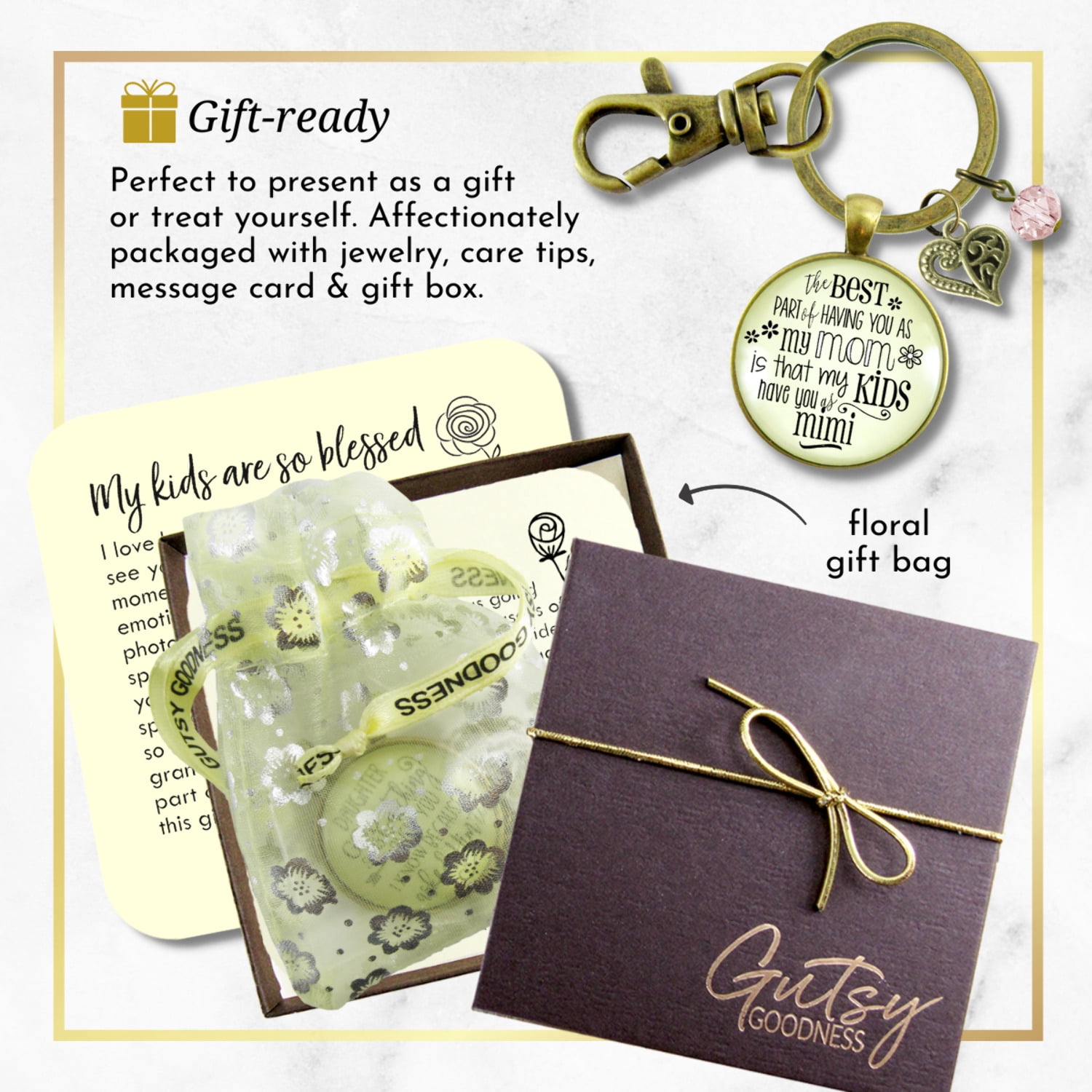 Mimi Keychain Best Part You as Mom Kids Grandma Adult Jewelry Gift Daughter