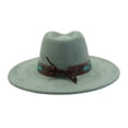 thumbnail image 5 of Big Wide Brim Boho Fedoras Hat for Women Men with Embroidery Belt Rancher Western Suede Hat, 5 of 6