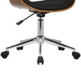 thumbnail image 7 of Armen Living Geneva Mid-Century Office Chair in Chrome finish with Black Faux Leather and Walnut Veneer Arms, 7 of 7