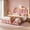 Pink, variant on EnHomee Full Bed Frame with Upholstered Headboard Bed Frame Full Size Bed Frame with LED Lights & Charge Station,Pink,No Box Spring Needed, Noise Free