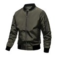 thumbnail image 5 of Daolelai Men's Baseball Jacket Solid Color Jacket Long Sleeve Collarless Coat, 5 of 5