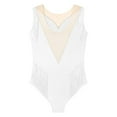 thumbnail image 6 of YONGHS Womens Rhinestone Fringed Leotard Mesh Patchwork Tassel Sleeveless Gymnastics Dance Bodysuit White L, 6 of 7
