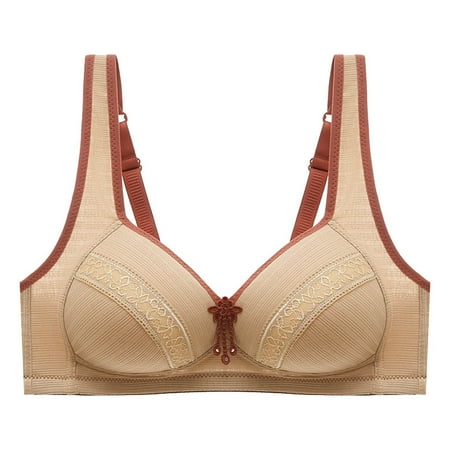 kpoplk Seamless Bra Comfort Everyday Bra for Women Wireless Bralette Full Coverage Adjustable Strap Bra 38 Beige