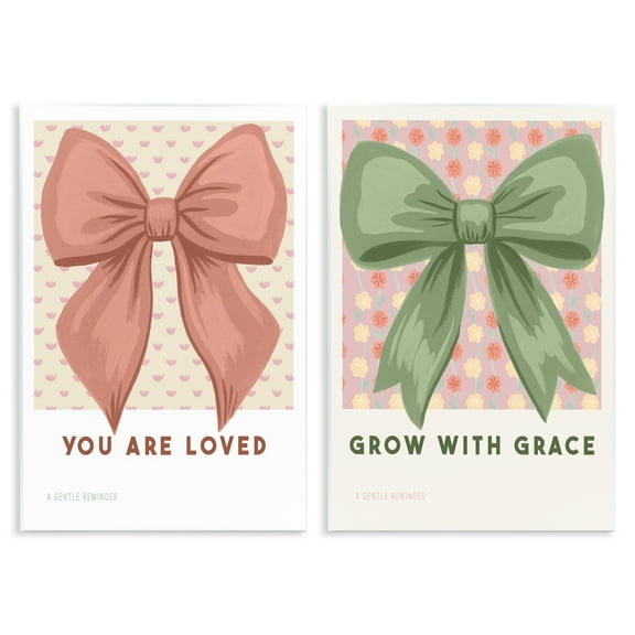Stupell Industries Inspiring Messages Bows 2 Piece Wall Plaque Art Set, design by Courtney Haley, 19 x 13
