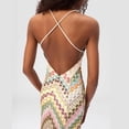 thumbnail image 5 of RDKTPXZ Women's Multicolor Crochet Maxi Dress, Deep V-Neck Fitted Gown, 5 of 13
