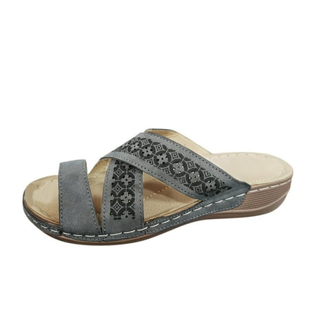 

gvdentm Womens Sandals Leisure Thick Breathable Wedges Casual Soled Shoes Summer Sandals Womens Womens Sandals