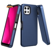 For BLU View 5 Pro 2024 Dual Layer Slim & Tough Hybrid Shockproof Heavy Duty TPU Matte with Textured Rugged Shell Protection Phone Case Cover by Xpression - Blue Navy