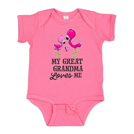 

Inktastic My Great Grandma Loves Me with Two Flamingos Gift Baby Boy or Baby Girl Bodysuit