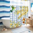 thumbnail image 5 of No Hook Shower Curtain, Forsythia Flowers Shower Curtains for Bathroom with See Through Top Window, Spring Yellow Floral Hummingbird Blue Plaid Waterproof & Washable Bath Curtain Extra Long 72"x96", 5 of 9