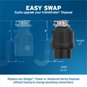 InSinkErator Power .75HP, 3/4 HP Garbage Disposal, Power Series EZ Connect Continuous Feed Food Waste Disposer