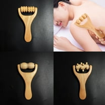 GIXUSIL 4 Pack Wooden Massage Roller, Muscle Roller Stick,Back Massage Roller, Muscle Belly Relief Tool for Cellulite/Muscle & Abdomen (Brown)