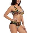 thumbnail image 2 of Kdxio Welcom Fall Print Women's 2 Piece High Waisted Wrap Spaghetti Strap Summer Swimsuit Bikini Set-Medium, 2 of 7