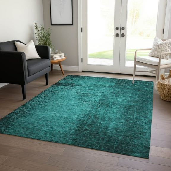 Addison Rugs Chantille Indoor/Outdoor Transitional Organic Teal Washable Rectangle Rug, 10' x 14'