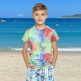 thumbnail image 4 of Spazoro Toddler Girls T-shirts, Crewneck Summer Tie Dye Casual Short Sleeve Tops Tee Multicolor Size 9 T, 4 of 7