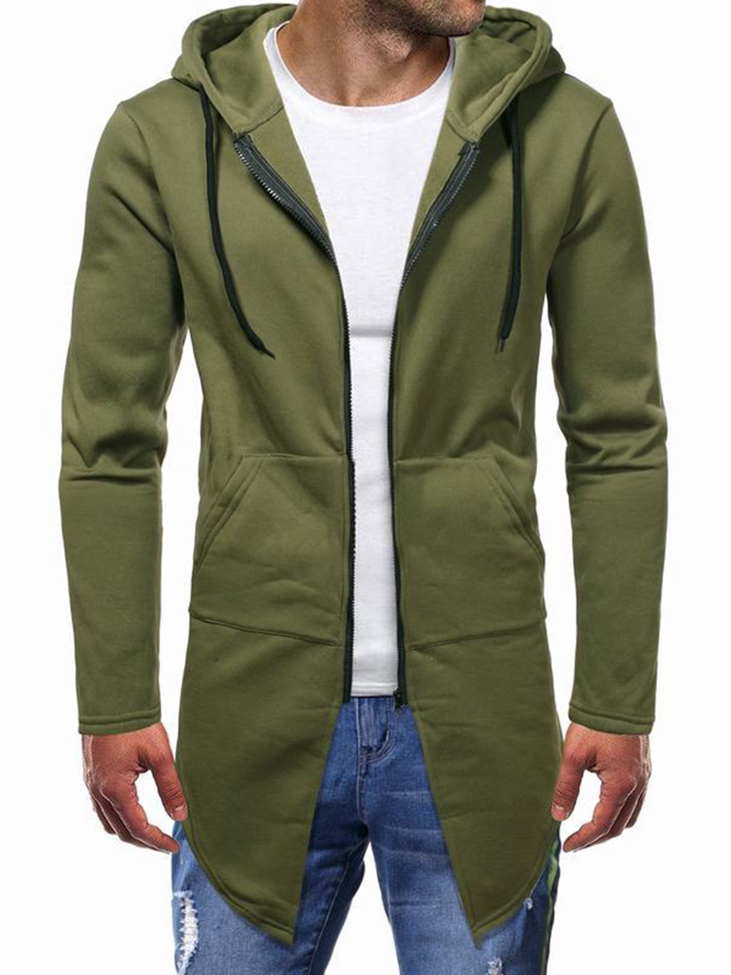 Long Sleeve Casual Solid Color Fashion Sweatshirt Mens Fashion Zip Hooded Sweatshirt