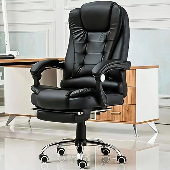 Silla Ejecutiva para Oficina con Reposapies Reclinable Y Giratoria Asiento para Trabajo Ergonómica con Descansapies Y Masaje De Espalda Asiento Y Respaldo Acojinados