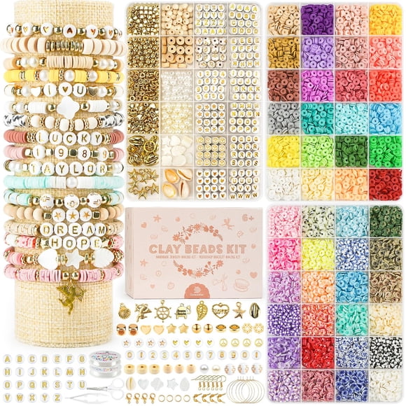Kit para hacer pulseras Dowsabel de 10.800 piezas con cuentas de arcilla DIY