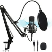SHAO USB Microphone Kit, Professional Streaming Podcast PC Condenser Computer Mic for Gaming, YouTube Video, Recording Music, Voice Over, Karaoke, Studio Mic Bundle with Adjustable Arm Stand Shock Mou