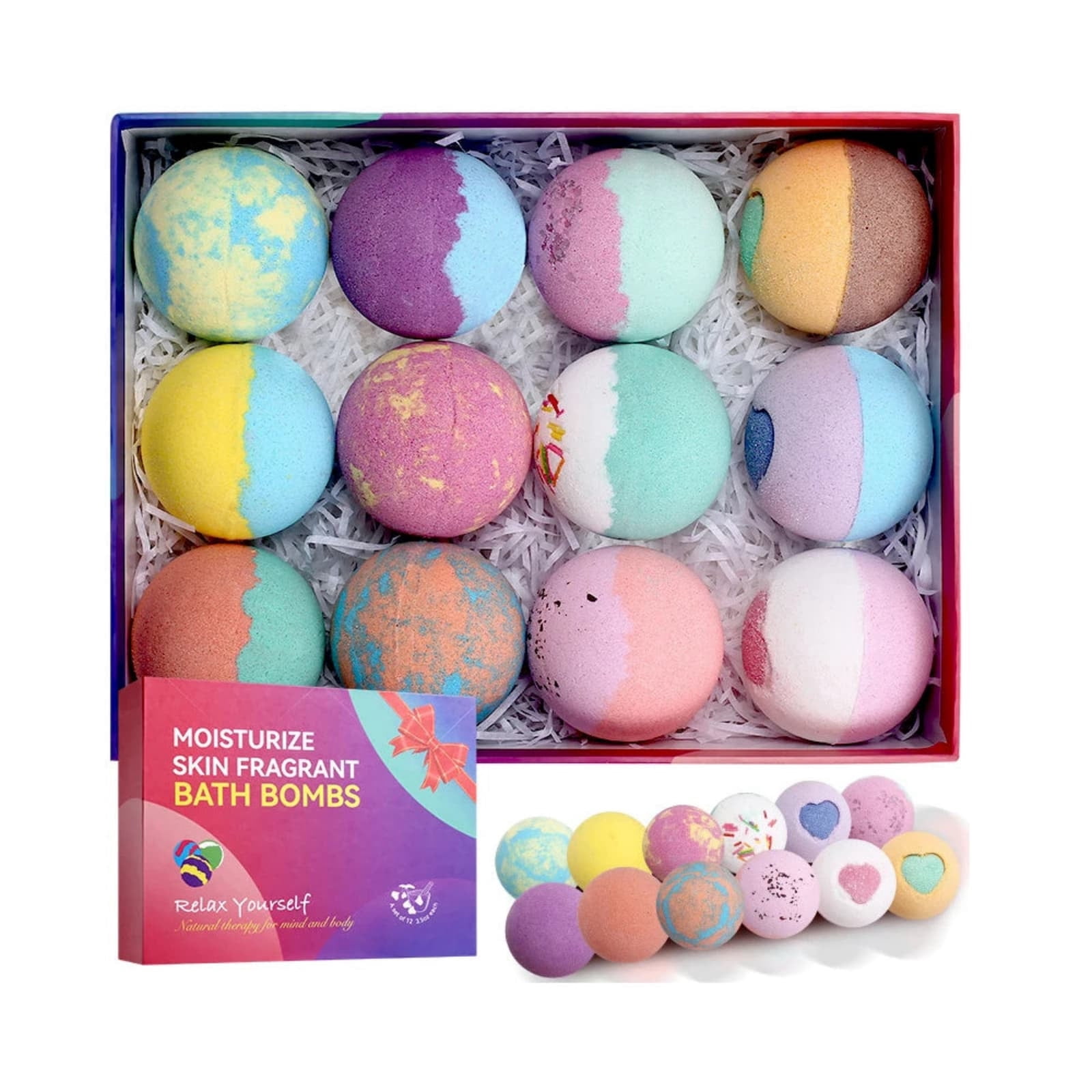 Kieccall Bath Bomb Set Fizzy Salt Balls For Home Spa Bubble Bath Aromatic Body Cleansing Relaxing Leisure Bath Time Gift