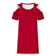 thumbnail image 7 of Kvture Women Cold Shoulder T Shirt Dress Wide Strap Short Sleeve Casual Tunic Dresses Loose Comfort Lounge Dress Red, 7 of 7
