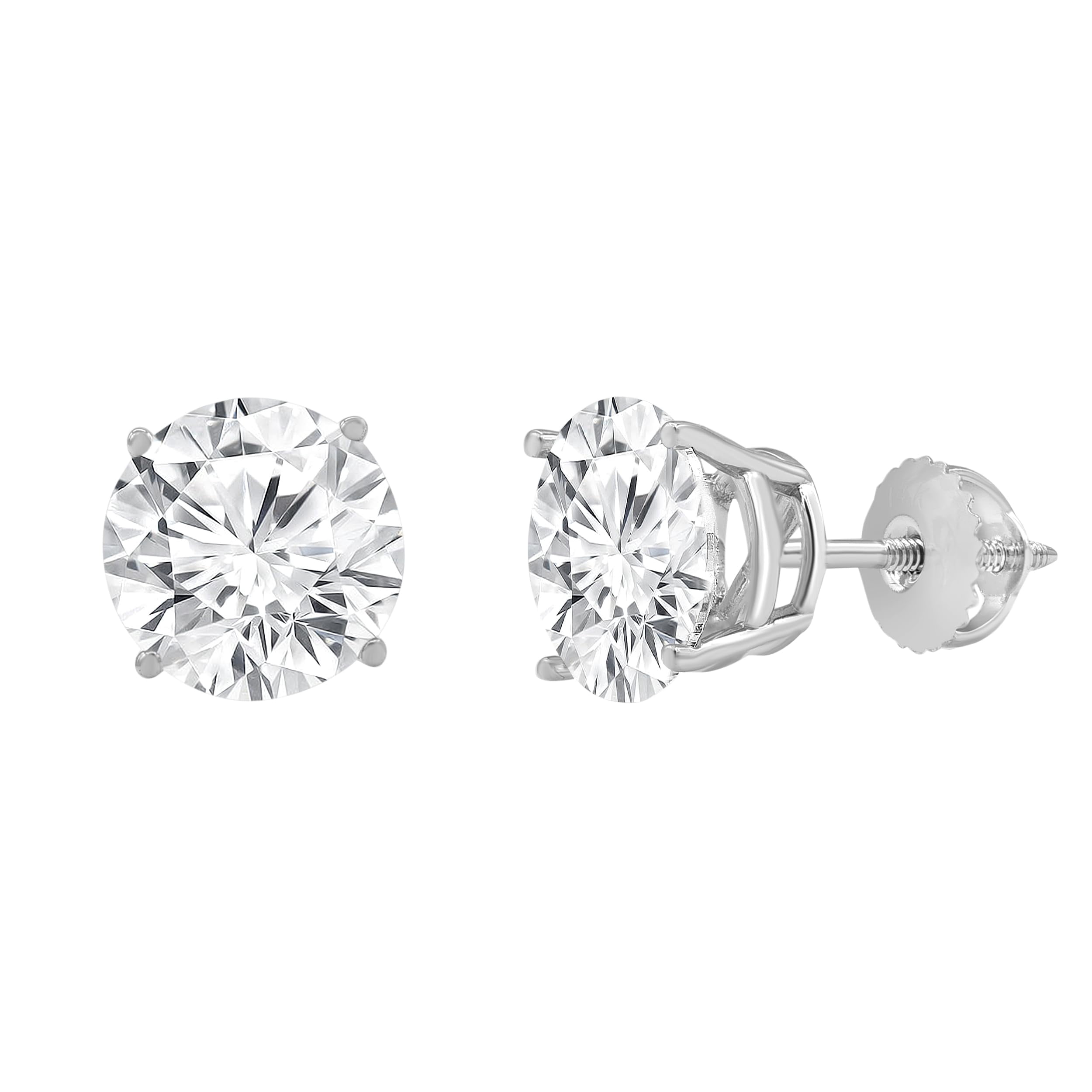 Unique Moments 14K White Gold 1.25 Ct Round Cut Lab Grown Diamond Stud Earrings for Women