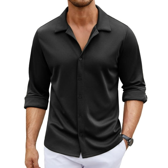 COOFANDY Men's Long Sleeve Button Down Wrinkle Free Dress Shirt Business Casual Untucked Stretch Muscle Fit Shirts