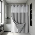 thumbnail image 4 of No Hooks Polyester Textured Shower Curtain with Snap-in Fabric Liner Set, Hotel Luxury Decor Shower Curtains for Bathroom with See Through Top Window, Waterproof & Washable, 71Wx75H,Gray, 4 of 7