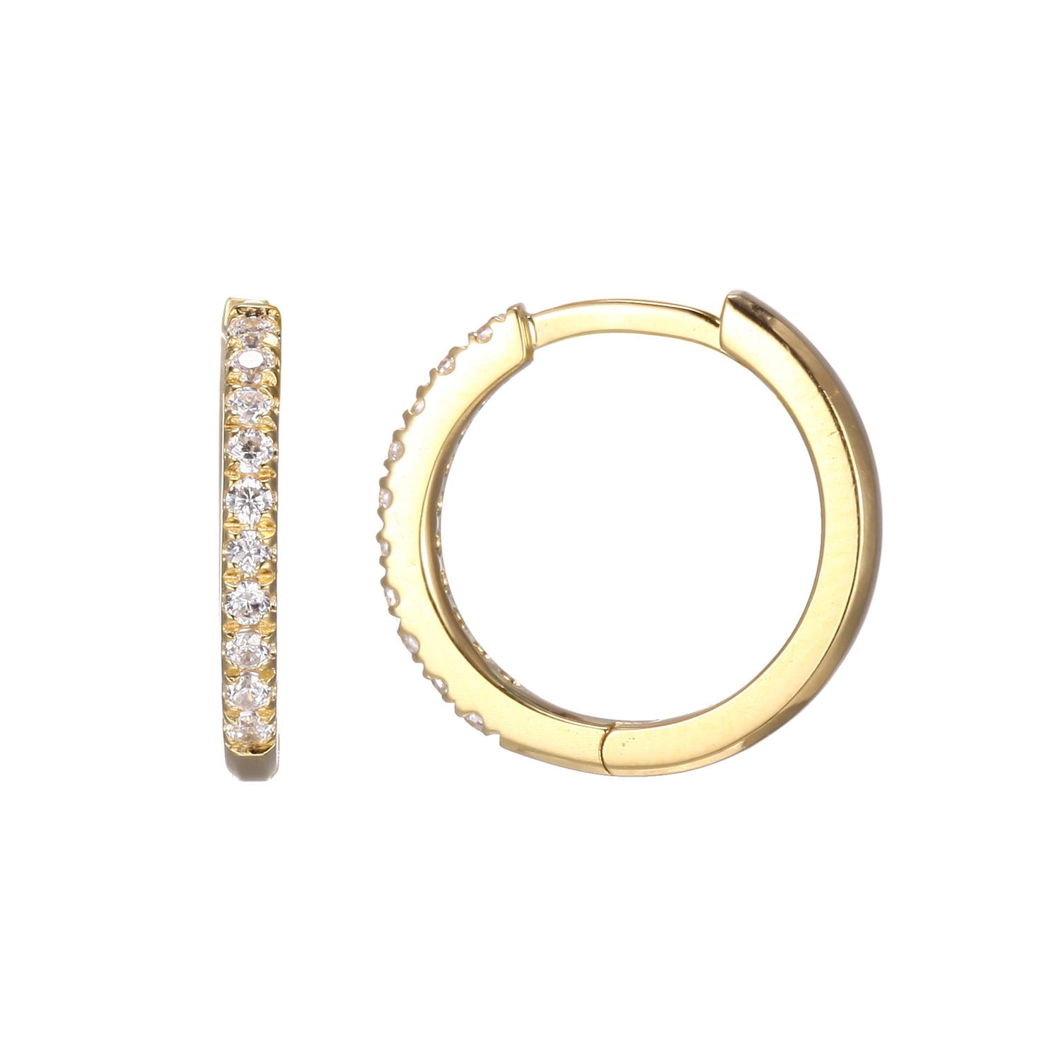 Forever Facets 1/5 CT TW Lab Grown Diamond Hoops in 18k Gold over Sterling Silver, Adult Female