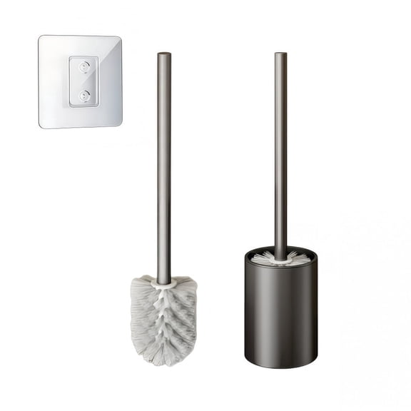 Armastuse Toilet Bowl Brush Set with Hidden Holder – Compact Space-Saving Scrubber for Small Bathrooms, Apartments And RVs, Rustproof (Silver)