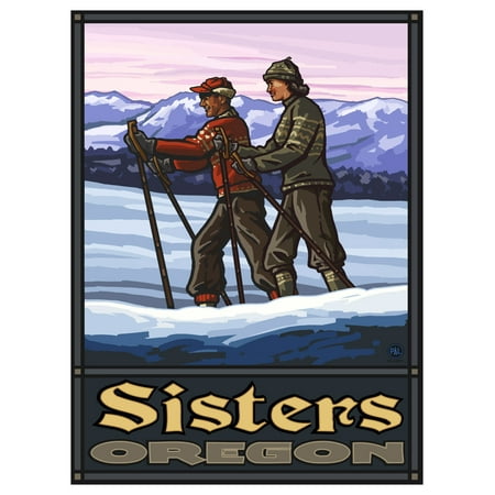 Sisters Oregon Cross Country Skiers Travel Art Print Poster by Paul A. Lanquist (9