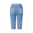 thumbnail image 5 of zicth Blue Capri Pants for Women Fashion Solid Color Cotton Flax Elastic Long Pants Beach Leisure Trousers Shorts Work Pants Size XL, 5 of 5
