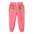 thumbnail image 6 of HILEELANG Toddler Girls（Age:12M-7Y) Cotton Joggers Sweatpants Floral Embroidery Drawstring Waist and Pockets-Pink Blue Casual Athletic Pants for Kids 3T, 6 of 8