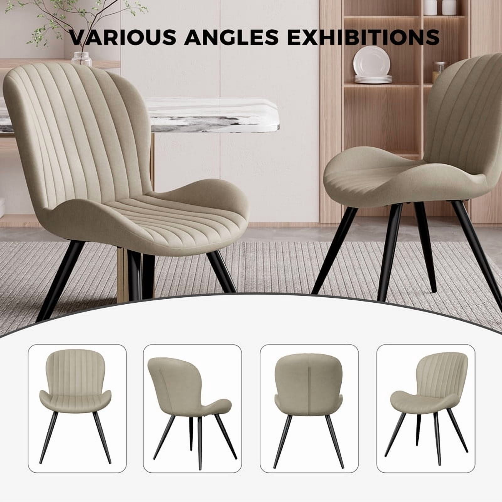 Daluvenix Modern Dining Chairs Set of 4 Upholstered Comfy Fabric Kitchen & Dining Room Chairs with Metal Legs & Thick Cushions for Living Room, Beige