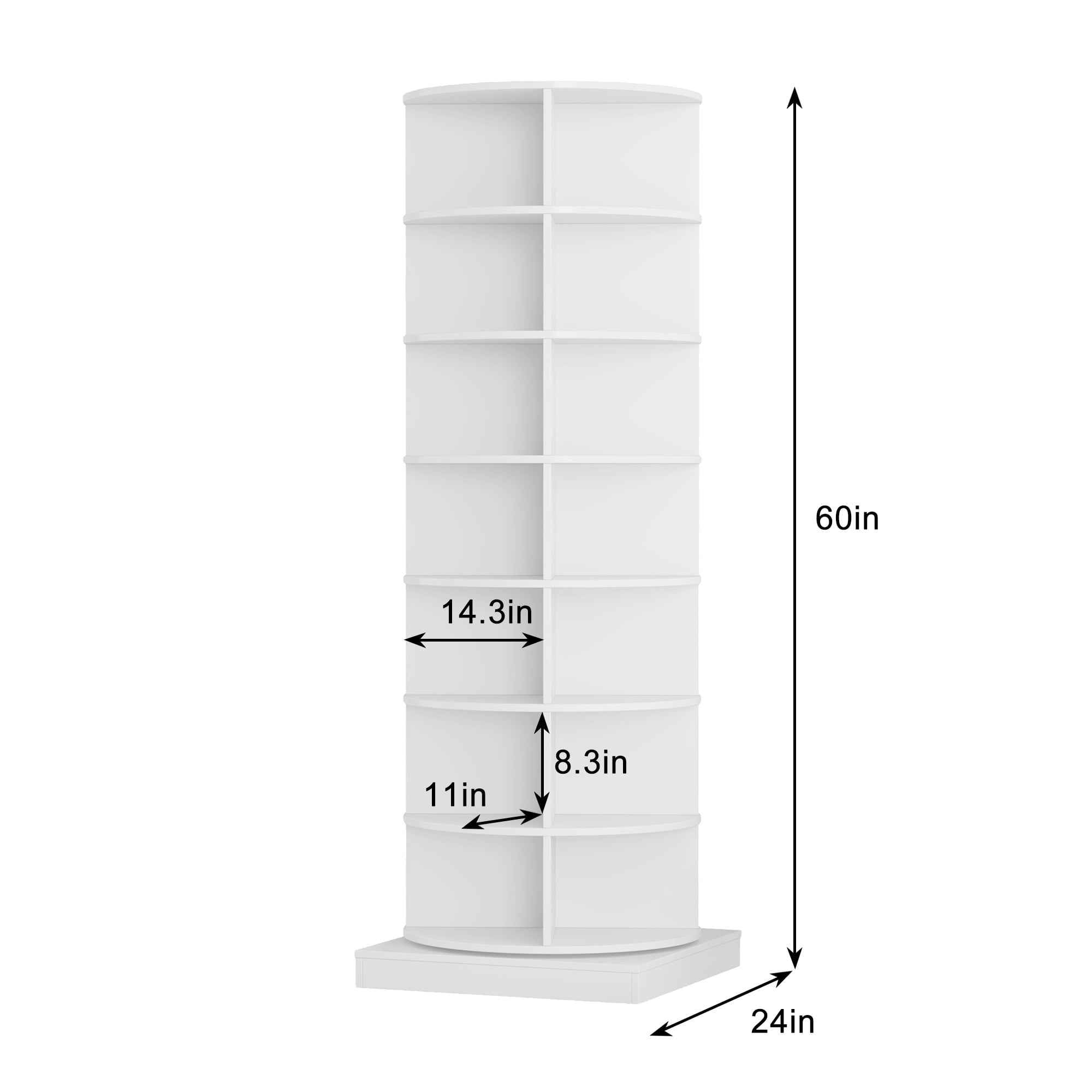Aukfa 7-Tier Rotating Shoe Rack Tower, 360° Spinning Shoe Display Closet Organizer, White