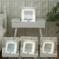 thumbnail image 4 of IVV 31.5" Vanity Desk with Flip-Top Mirror and Light, 2-in-1 Compact Makeup Dressing Set with Hidden Compartment and Storage Drawer, Padded Stool Included, White, 4 of 6