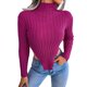 thumbnail image 1 of Gibobby Suéter mujer, Suéter corto de manga larga con cuello redondo para mujer, cuello alto, suéter de acanalado(Rosa caliente,M), 1 of 5