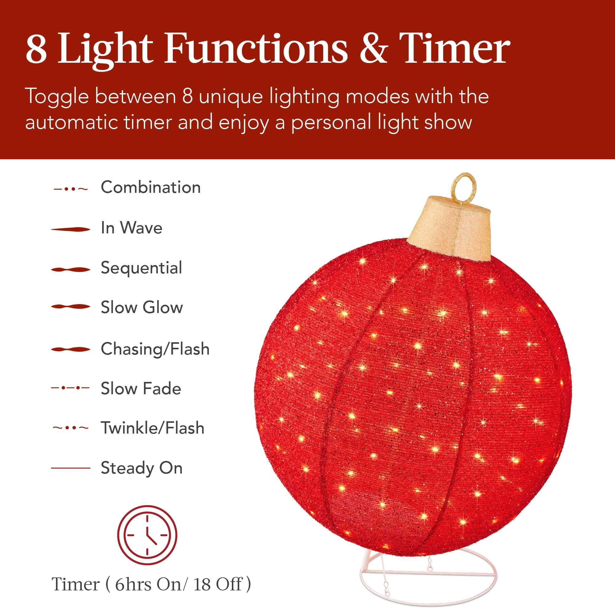 Best Choice Products 2pc Lighted Pop-Up Christmas Ornaments Outdoor Holiday Decoration w/ 180 LED Lights - Red/Gold