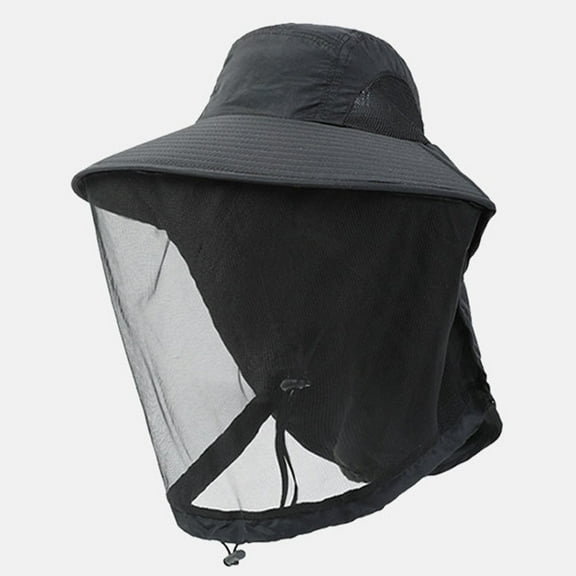 Mosquito Head Net Hat Full Mesh Cap with Drawstring Windproof Sun Insect Protective for Men Beekeeping Gardening Fishing