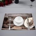 thumbnail image 2 of MKHERT Cowboy Hat Western Lariat Lasso and Roper Leather Boots Placemats Table Mats for Dining Room Kitchen Table Decoration 12x18 inch,Set of 4, 2 of 4