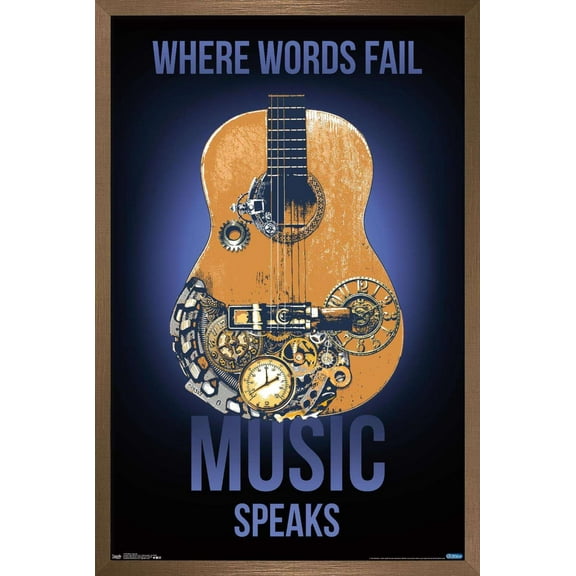 Music Speaks Wall Poster, 14.725" x 22.375", Framed
