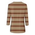 thumbnail image 3 of LYEAA Women's Tops 3/4 Inch Length Sleeves Crew Neck 3/4 Sleeve T-shirt Fashion Striped Tees Loose Soft Comfortable Blouse Dressy Casual Breathable Trendy Clothing Brown S, 3 of 4